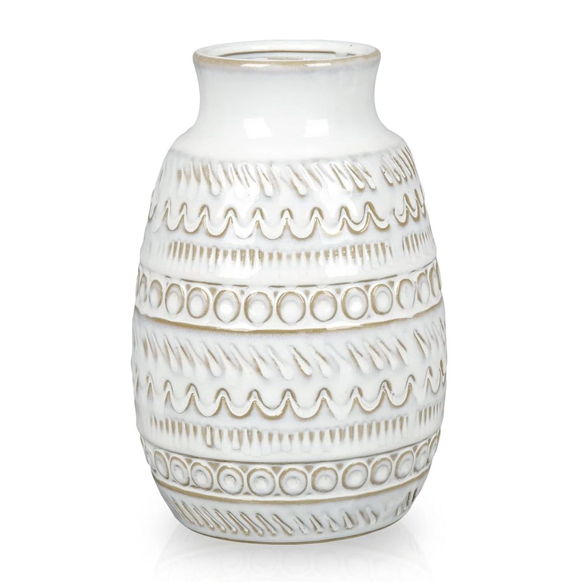 HOME ESSENTIALS - Set 2 jarrones cerámica texturizada blanca