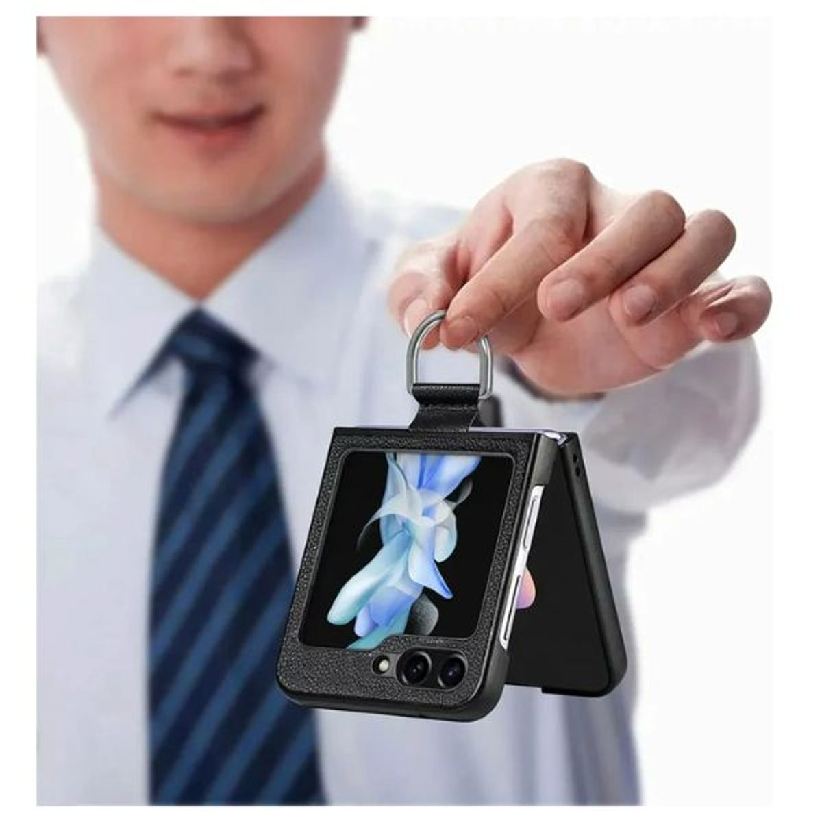 XUNDD - Carcasa para Samsung Z Flip 3 / Z flip 4 de Cuero con Anillo