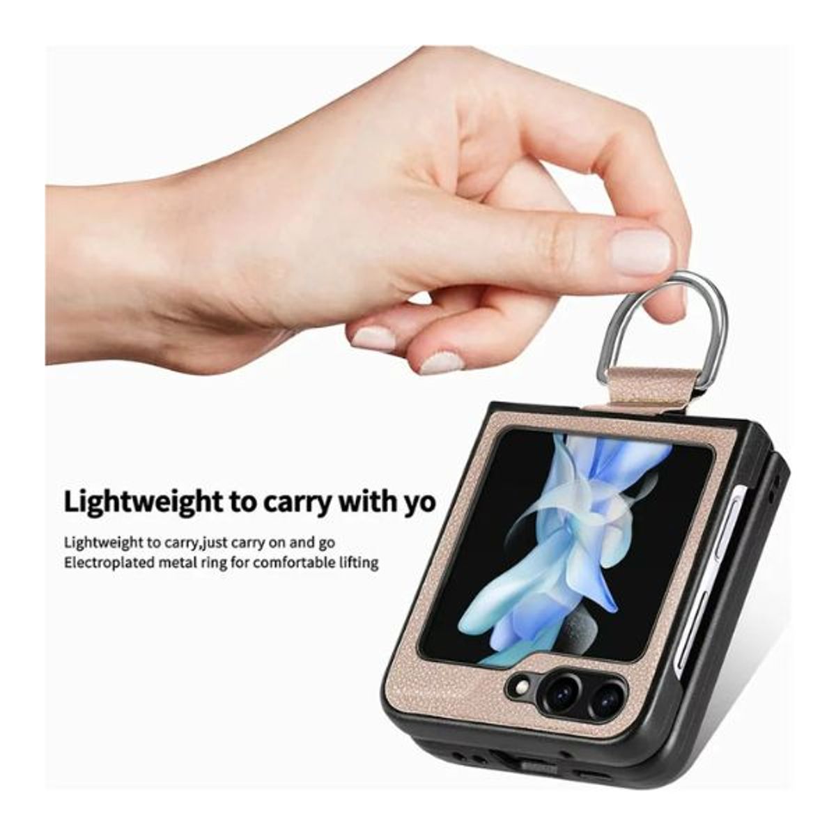 XUNDD - Carcasa para Samsung Z Flip 3 / Z flip 4 de Cuero con Anillo