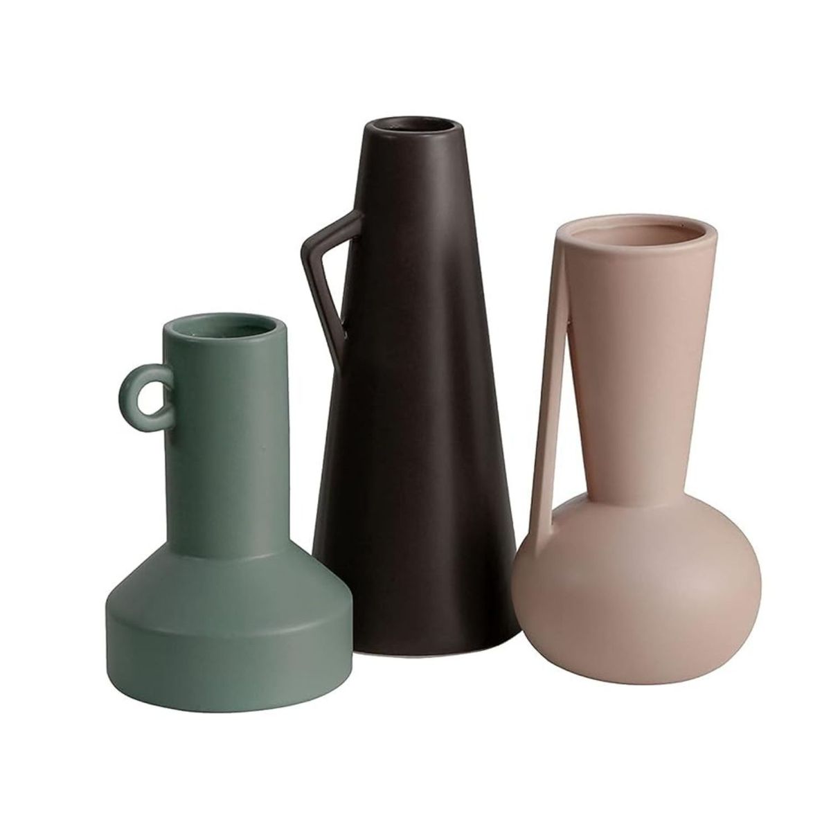 HOME ESSENTIALS - Set 3 jarrones cerámica Morandi