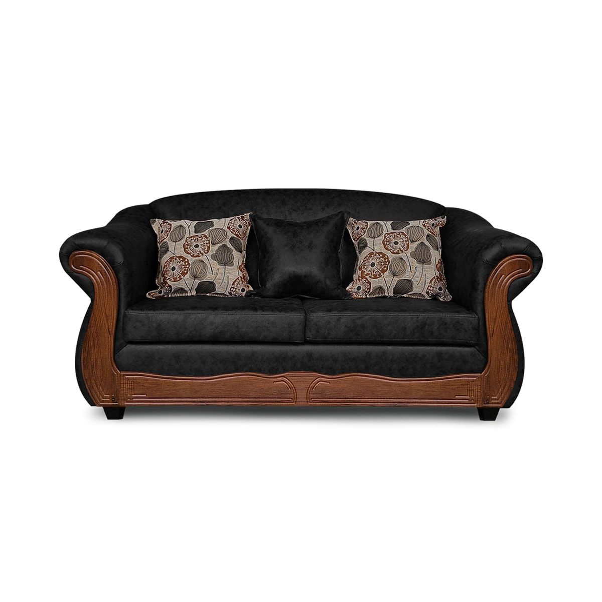 ADONIS LEUDH - Sofá 2 Cuerpos Estambul Envejecido Extra Grande Negro X