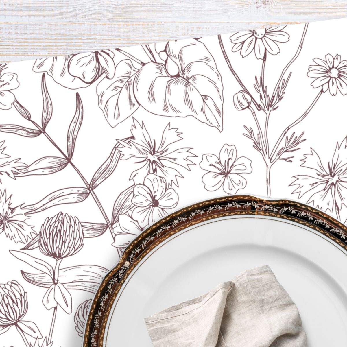 LAFANTINA - INDIVIDUALES DE PAPEL REUTILIZABLES FLORES CAFÉ