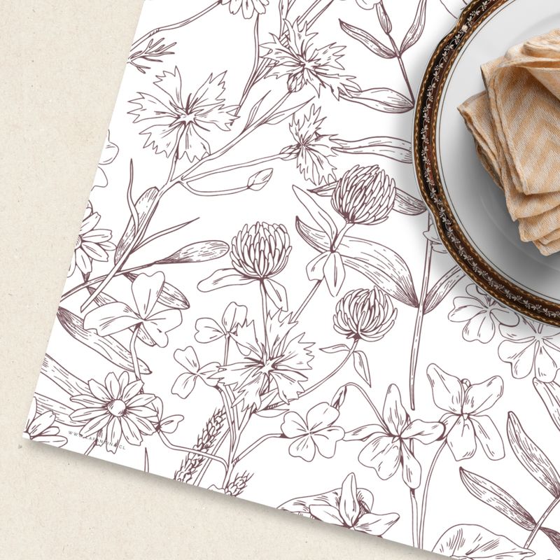 LAFANTINA - INDIVIDUALES DE PAPEL REUTILIZABLES FLORES CAFÉ