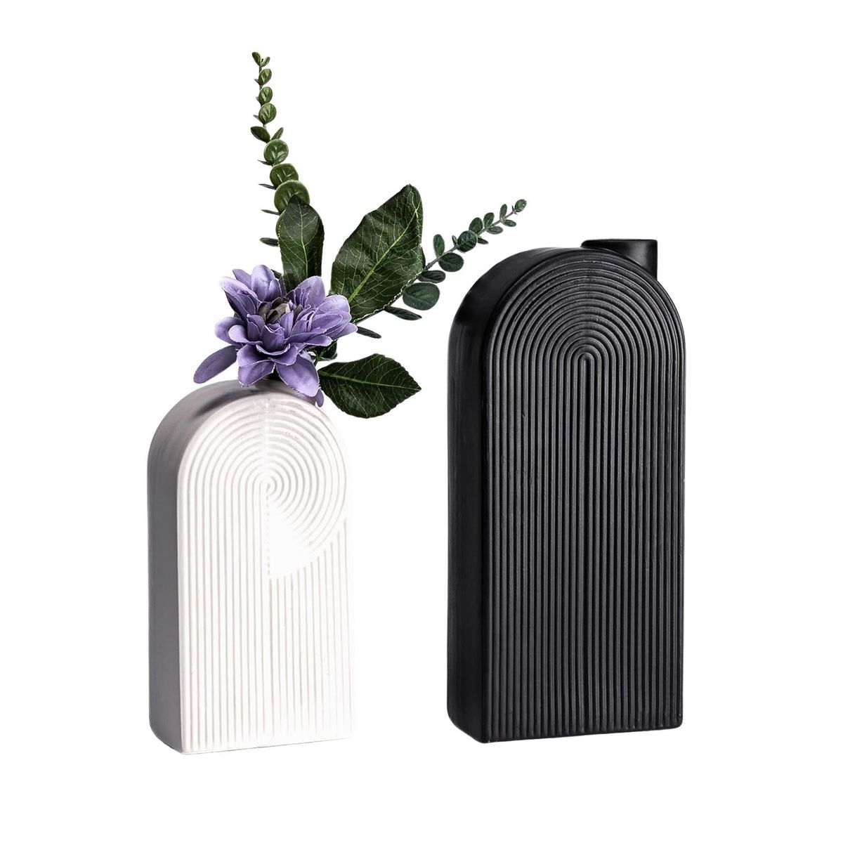 HOME ESSENTIALS - Set 2 jarrones de cerámica geométricos