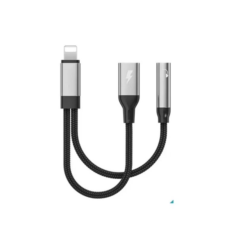 GENERICO - Adaptador Split LIGHTING De Audífonos Y Carga A  Audio Jack 3.5