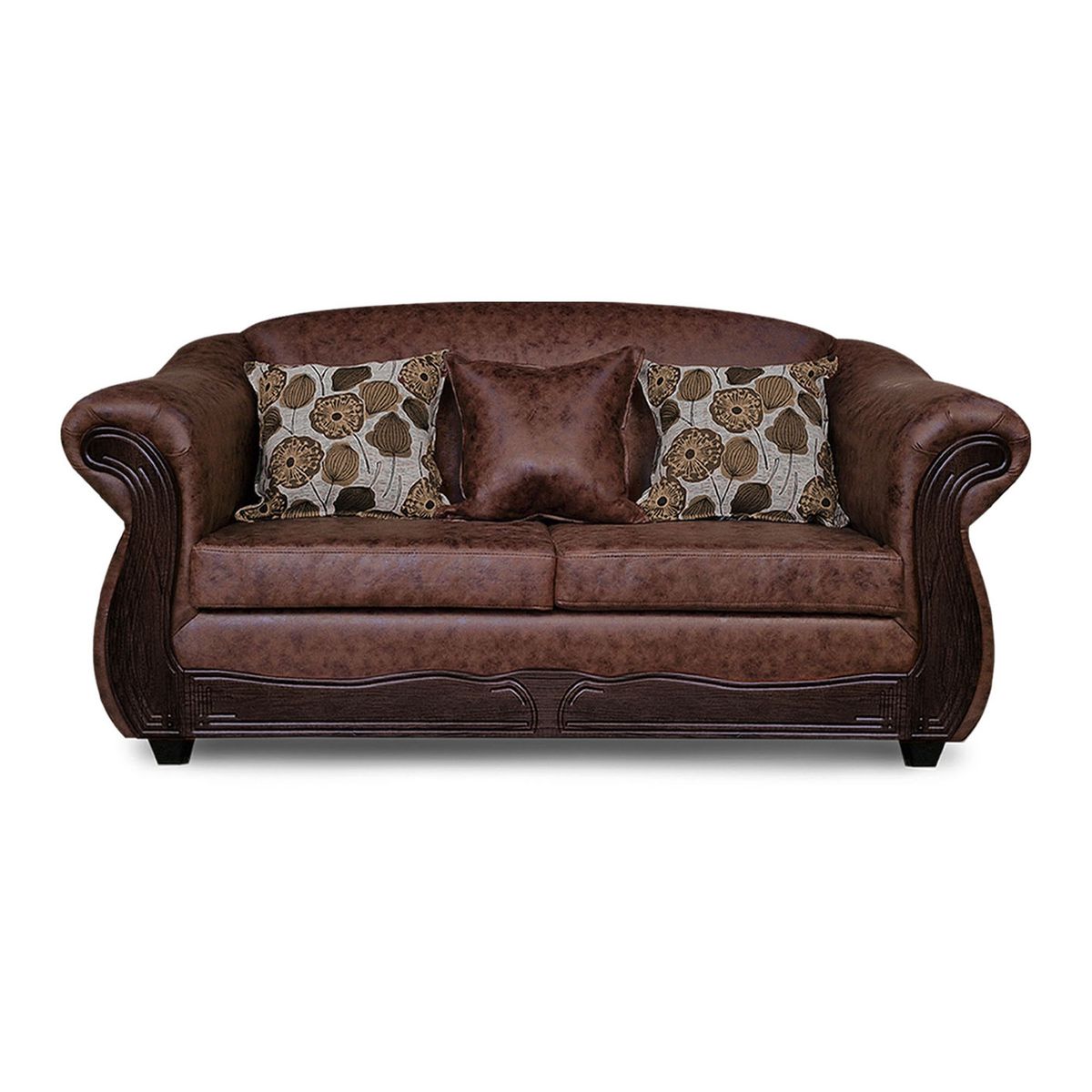 ADONIS LEUDH - Sofá 2 Cuerpos Estambul Envejecido Extra Grande Café Oscuro