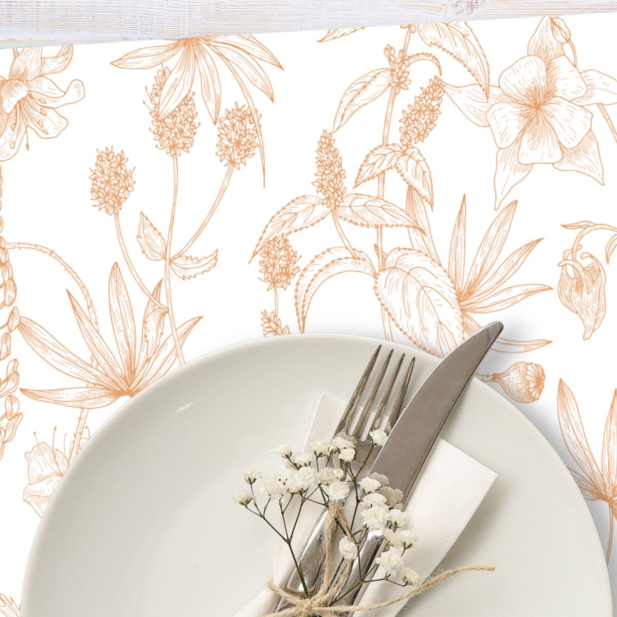 LAFANTINA - INDIVIDUALES DE PAPEL REUTILIZABLES FLORES TAUPÉ