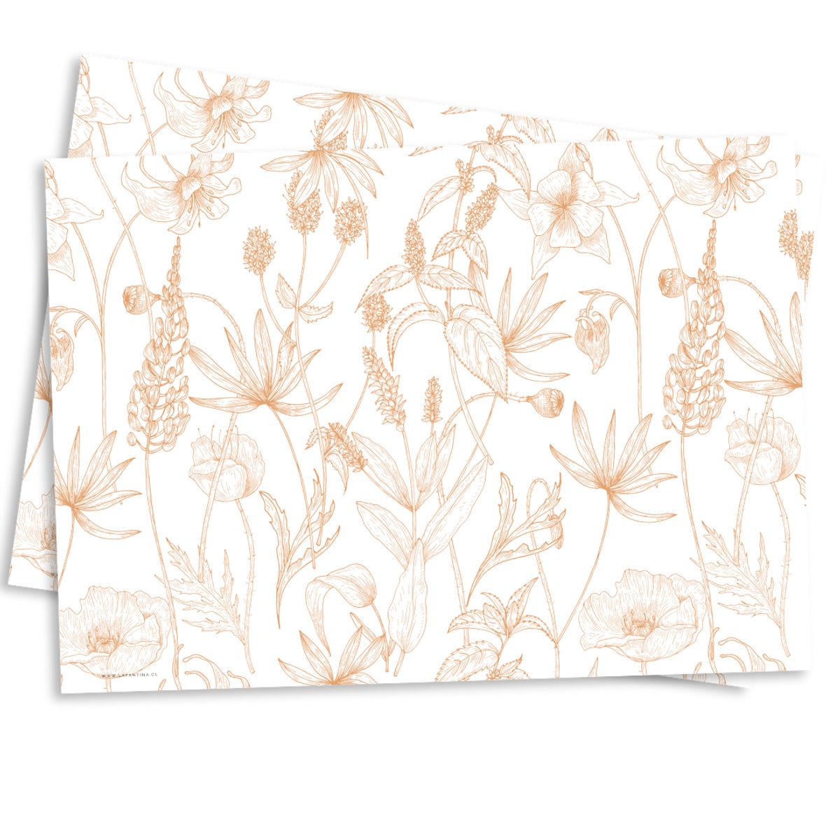 LAFANTINA - INDIVIDUALES DE PAPEL REUTILIZABLES FLORES TAUPÉ