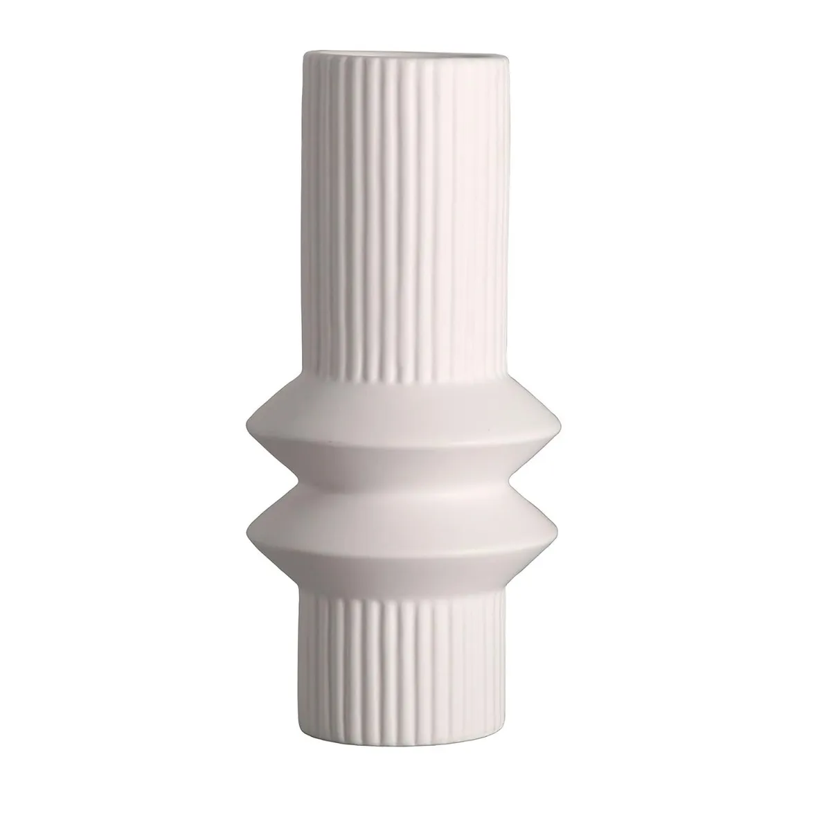 HOME ESSENTIALS - Set 2 jarrones de cerámica diseño líneas