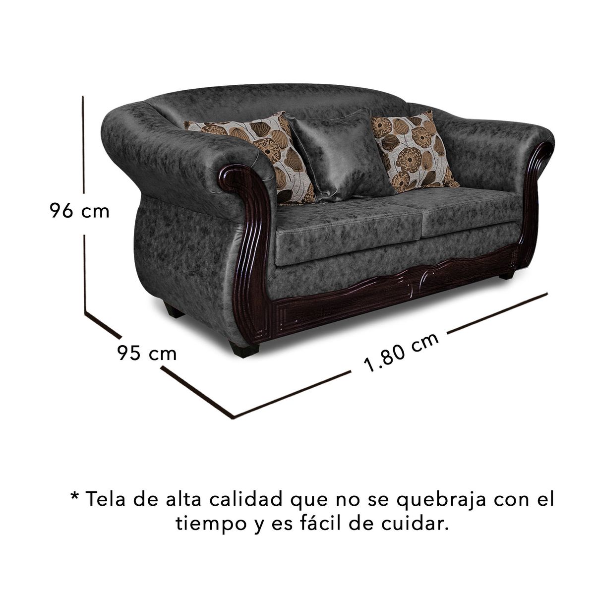 ADONIS LEUDH - Sofá 2 Cuerpos Estambul Envejecido Extra Grande Gris