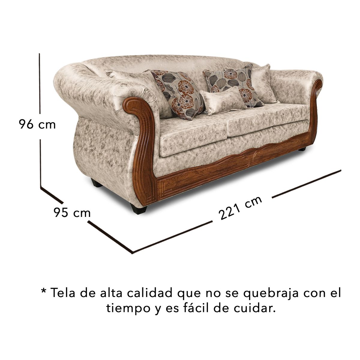 ADONIS LEUDH - Sofá 3 Cuerpos Estambul Envejecido Extra Grande Beige X