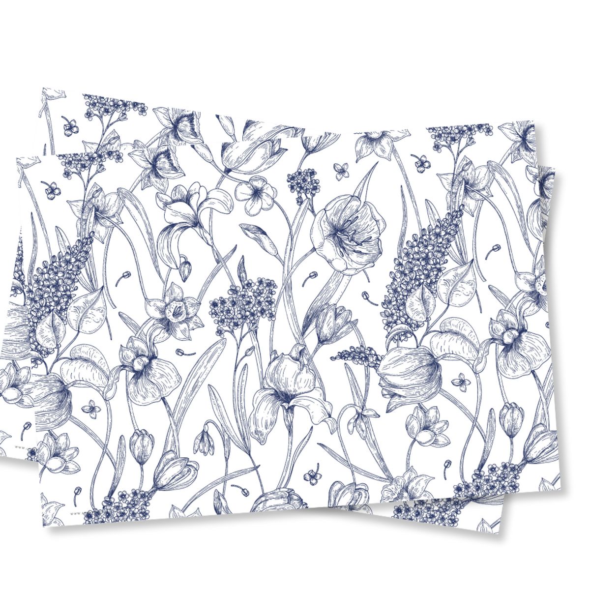 LAFANTINA - INDIVIDUALES DE PAPEL REUTILIZABLES FLORES AZUL