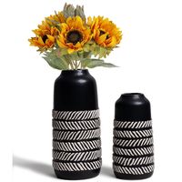 Set 2 jarrones de cerámica diseño espiga negra