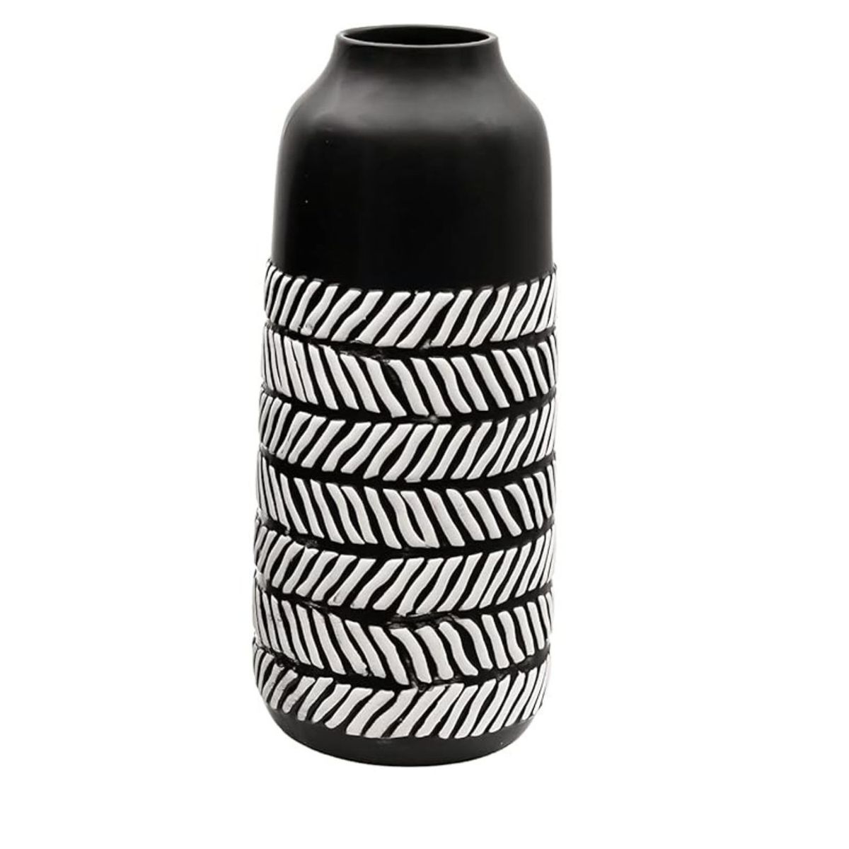 HOME ESSENTIALS - Set 2 jarrones de cerámica diseño espiga negra