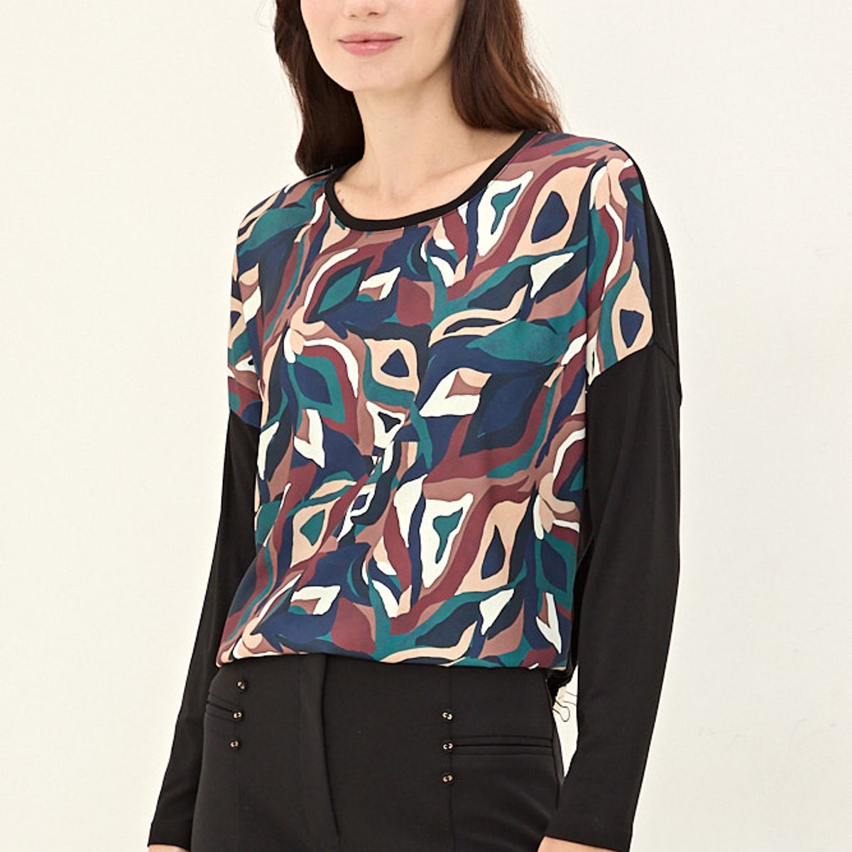 MA GRIFFE - Polera Manga Larga Negro Mujer Magriffe