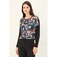 MA GRIFFE - Polera Manga Larga Negro Mujer Magriffe