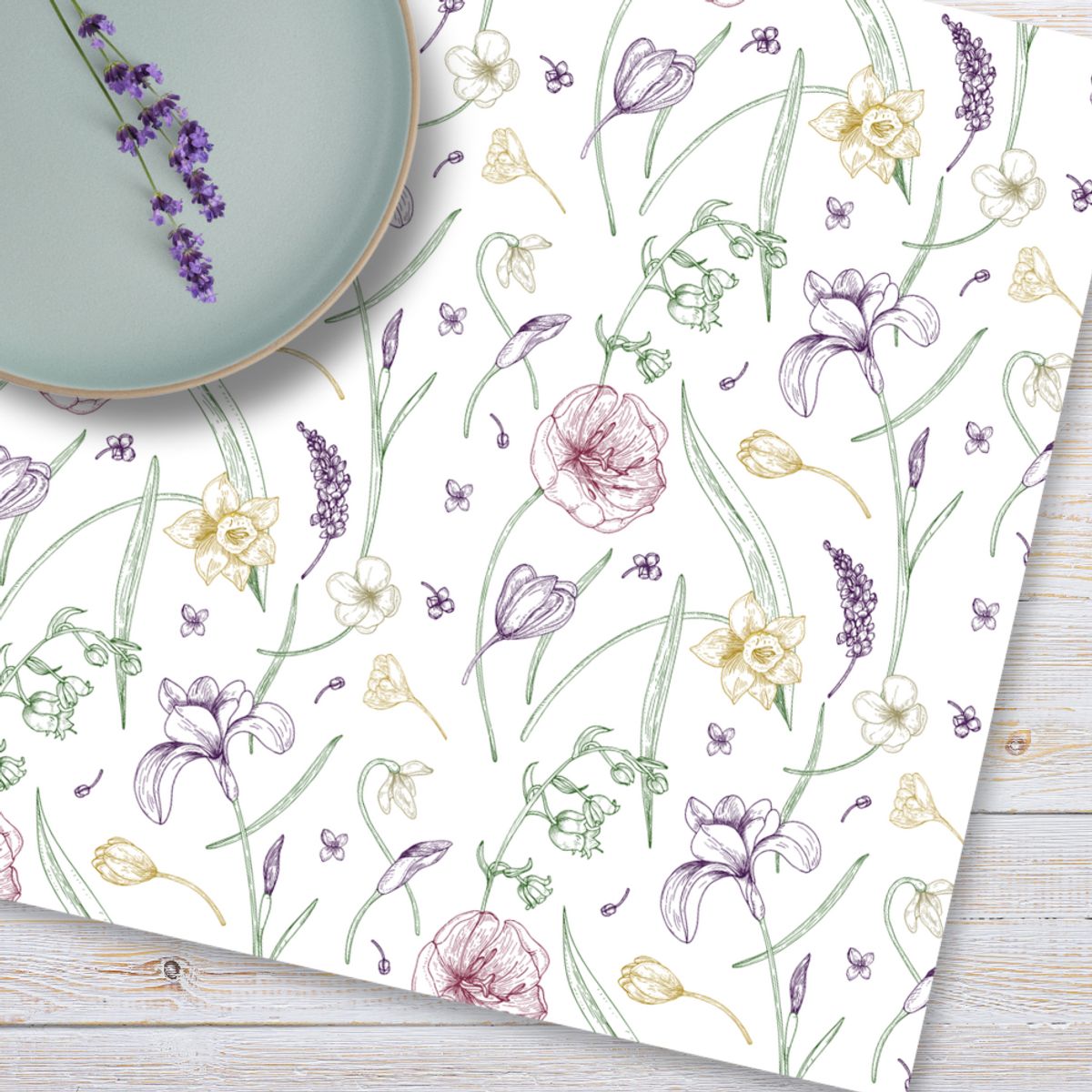 LAFANTINA - INDIVIDUALES DE PAPEL REUTILIZABLES FLORES COLOR