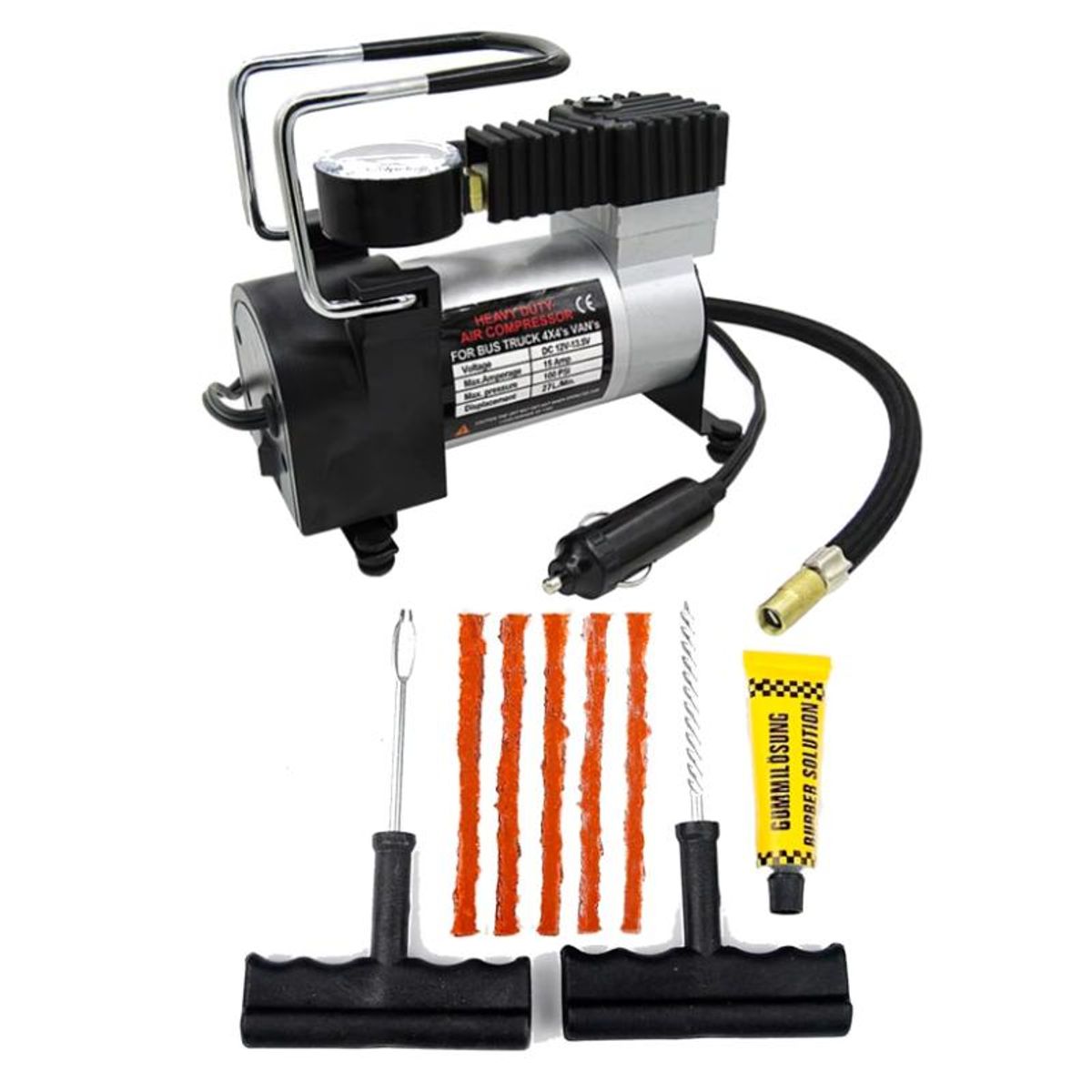 GENERICO - Kit Compresor 12v Inflado Neumaticos Y Reparación Pinchazos