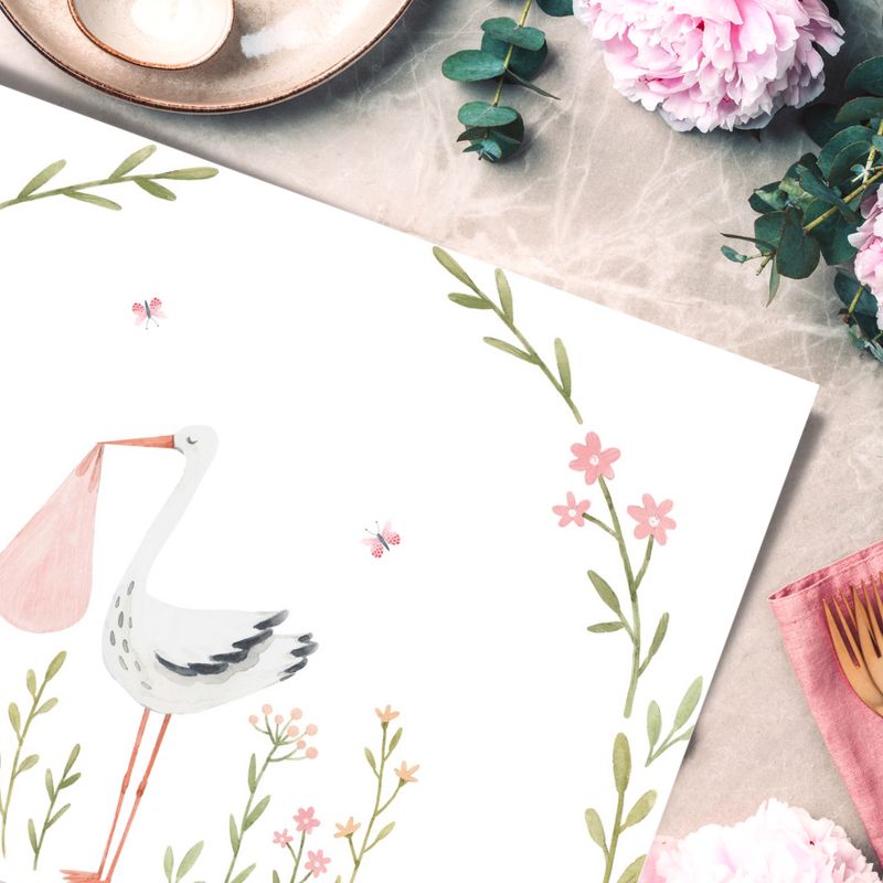 LAFANTINA - INDIVIDUALES DE PAPEL REUTILIZABLES BABYSHOWER ROSA