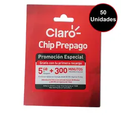 CLARO - Chip Prepago pack de 50 Unidades
