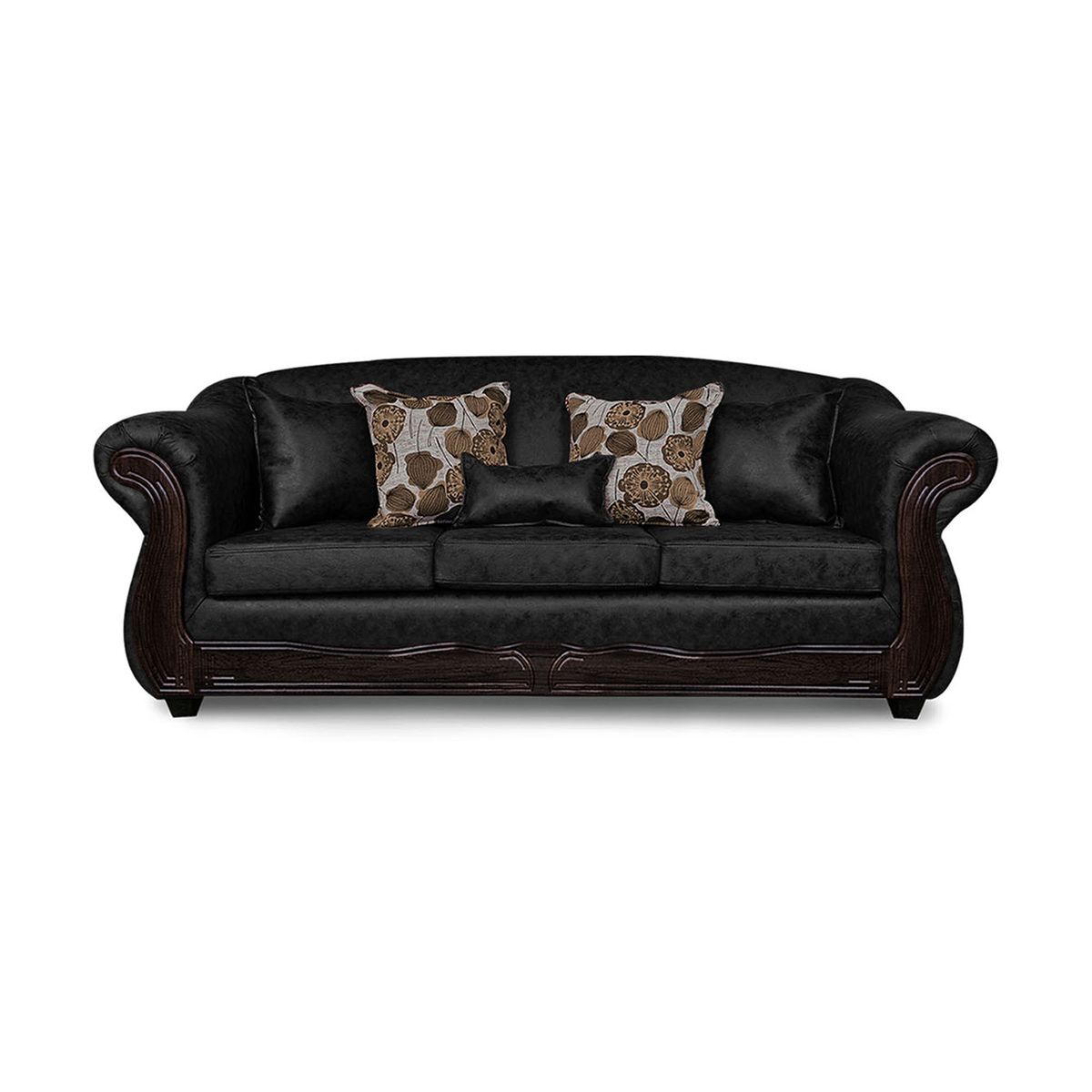 ADONIS LEUDH - Sofá 3 Cuerpos Estambul Envejecido Extra Grande Negro