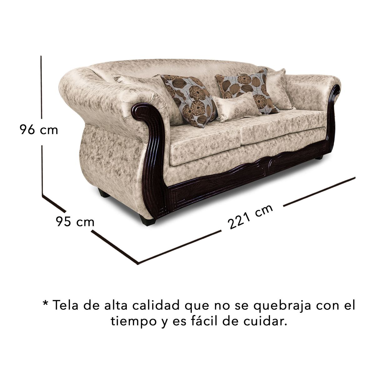 ADONIS LEUDH - Sofá 3 Cuerpos Estambul Envejecido Extra Grande Beige