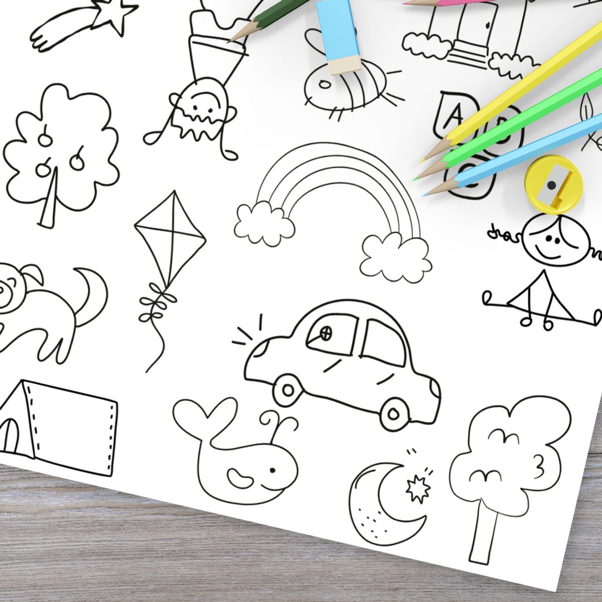 LAFANTINA - INDIVIDUALES DE PAPEL REUTILIZABLES EN BLANCO Y NEGRO NIÑOS PARA PINTAR