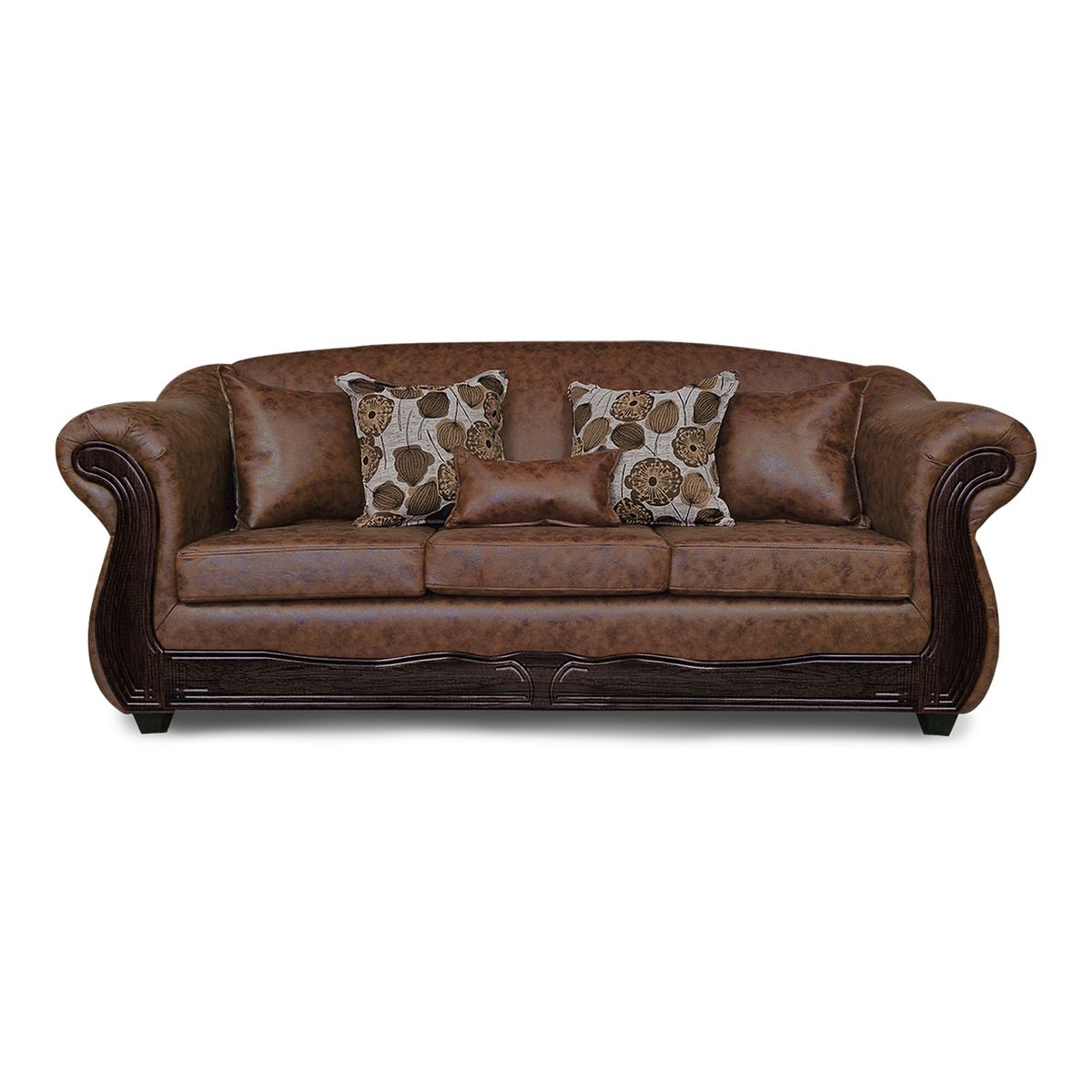 ADONIS LEUDH - Sofá 3 Cuerpos Estambul Envejecido Extra Grande Café Claro