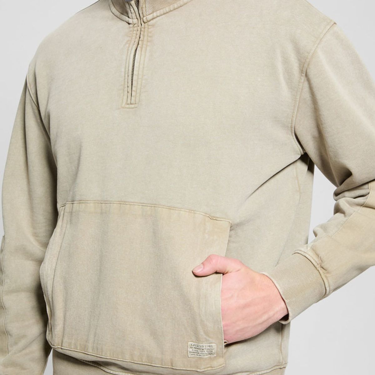 GUESS - Poleron Eco Tyler Zip Wshd Swtshirt Gris Guess