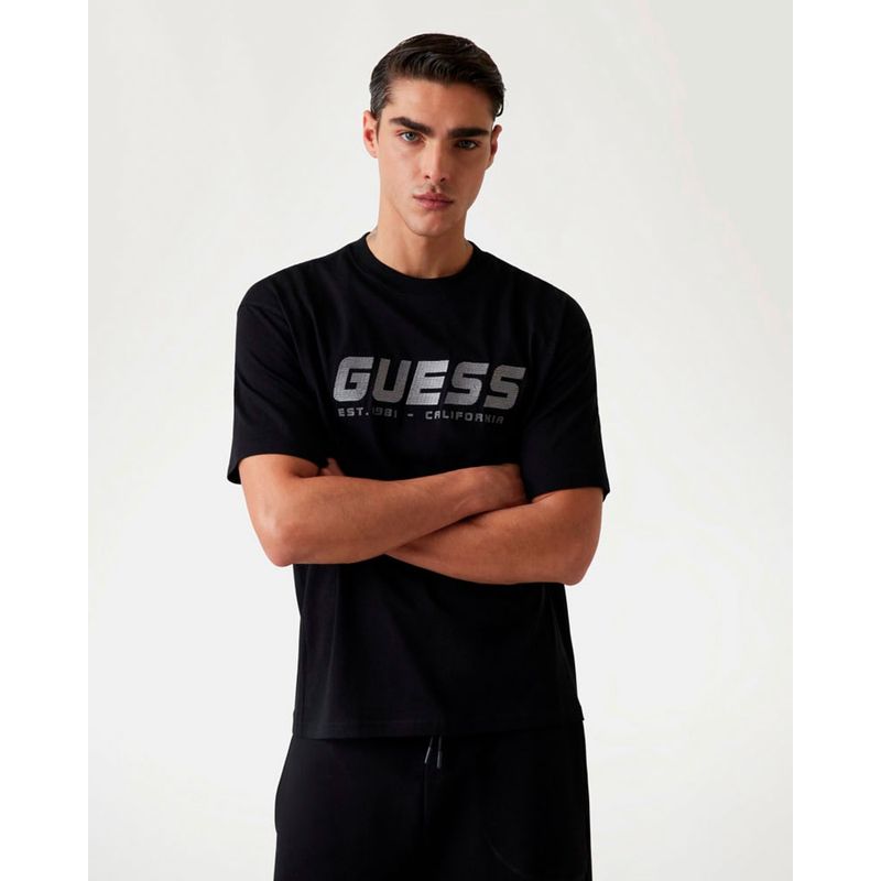 GUESS - Polera Ss Cn Planisphere Tee Negro Guess