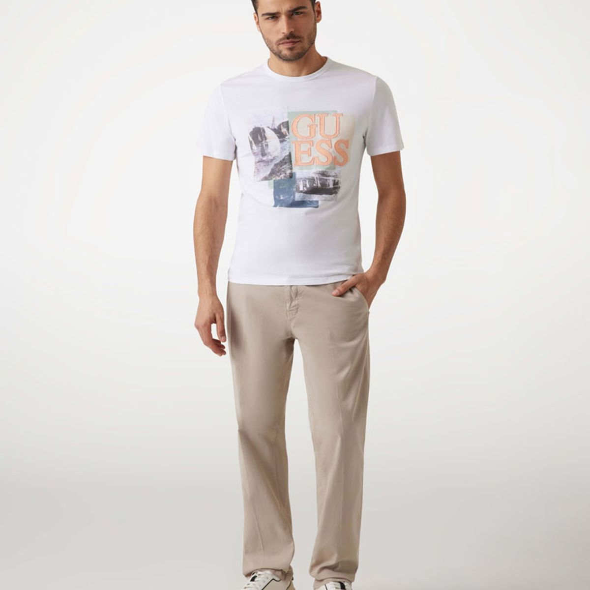 GUESS - Polera Ss Cn Sail Boat Tee Blanco Guess
