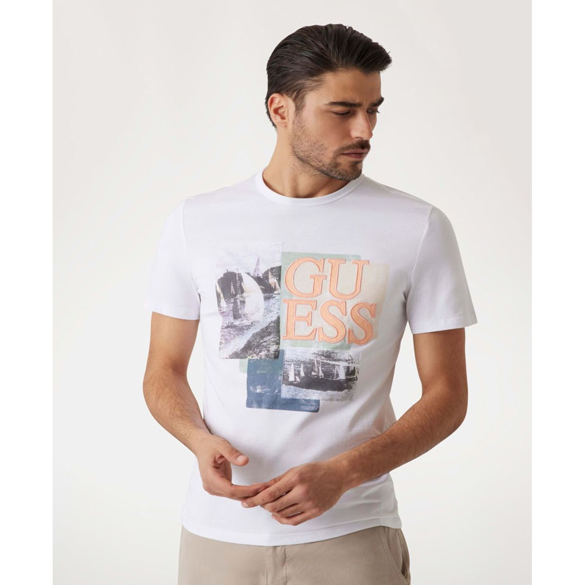 GUESS - Polera Ss Cn Sail Boat Tee Blanco Guess