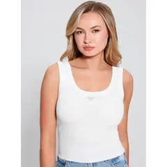 GUESS - Top Sl Triangle Bling Rib Tank Blanco