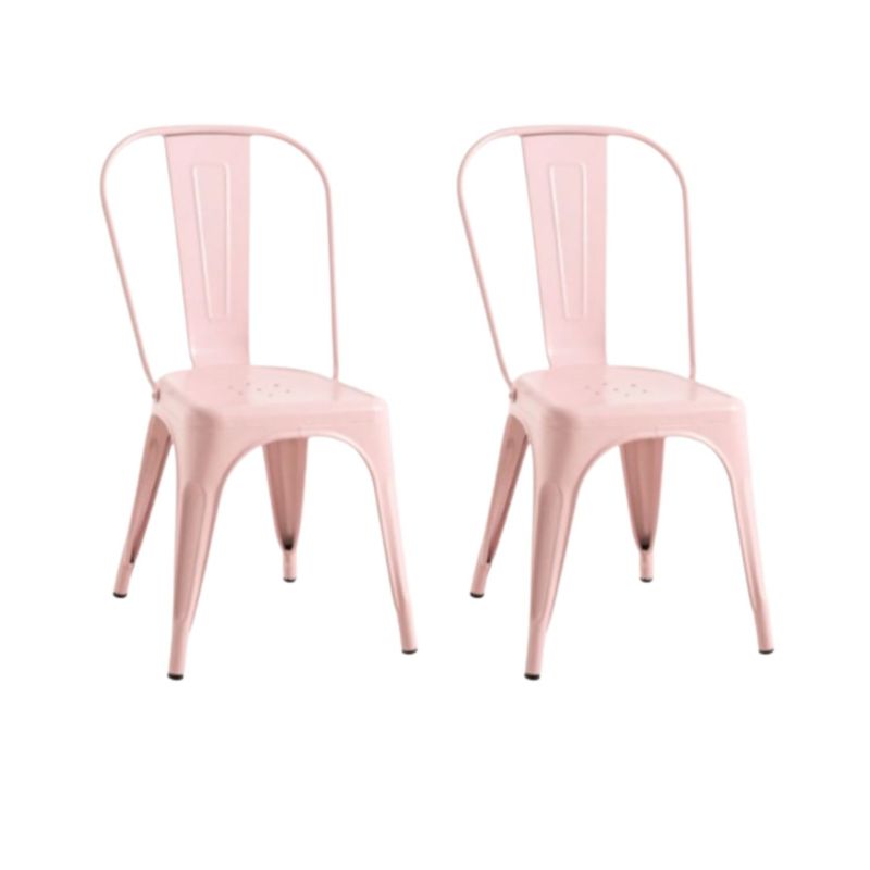 GENERICO - Pack 2 Silla tolix metálico para comedor - Rosado