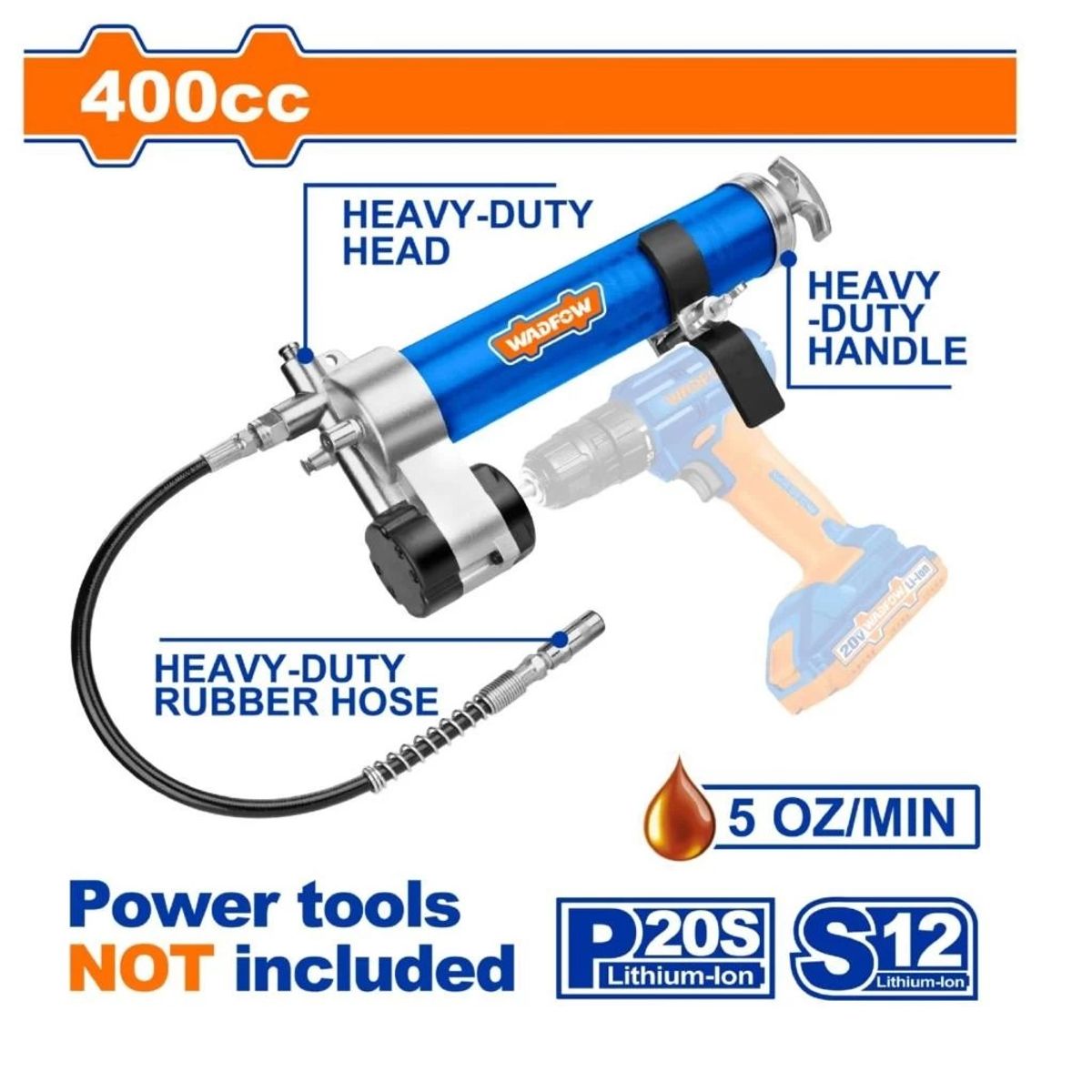 WADFOW - Pistola Engrasadora Para Taladro Inalambrico 400 Cc Wadfow