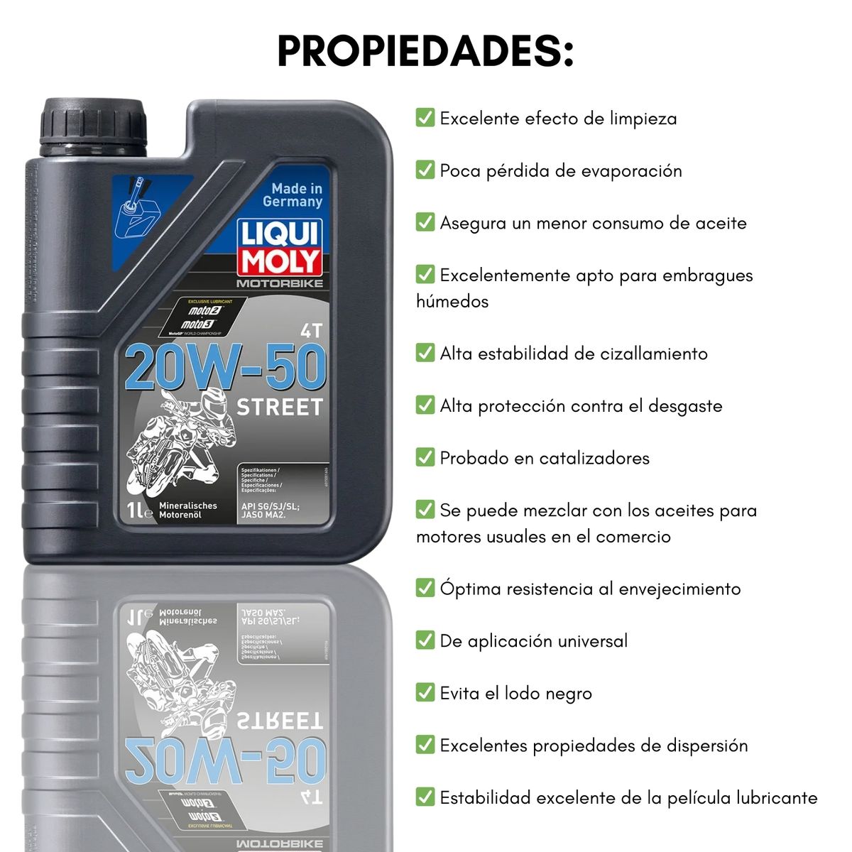 LIQUI MOLY - Aceite Liqui Moly 20w - 50 Motorbike Basic Street 4t