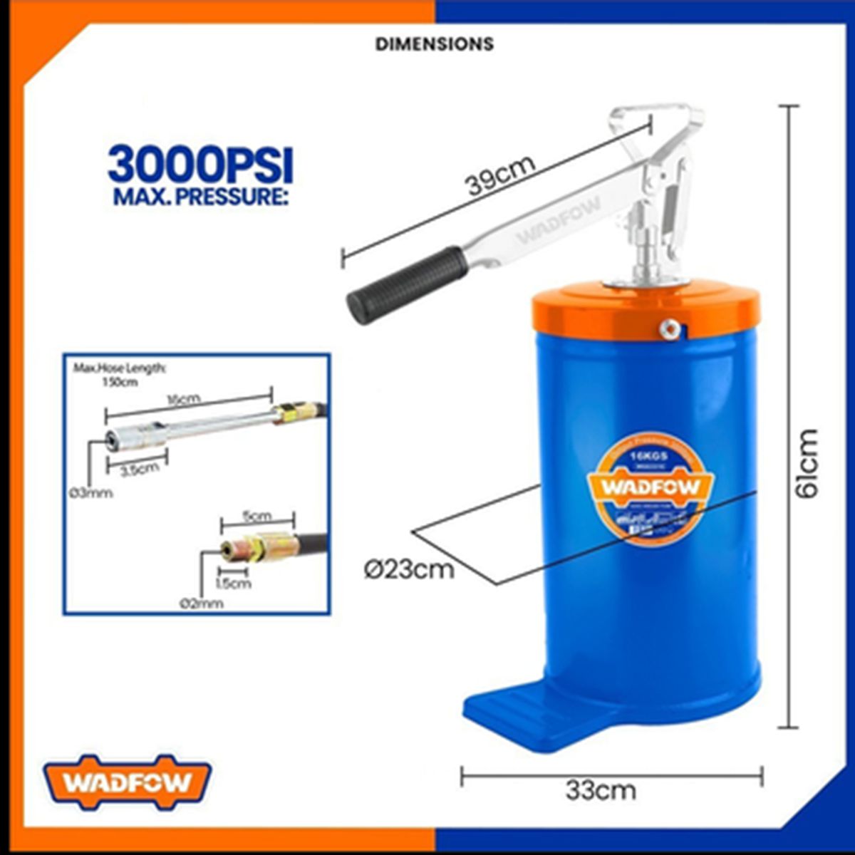WADFOW - Lubricador De Grasa Manual 16 Kg Wadfow Engrasadora Manivela