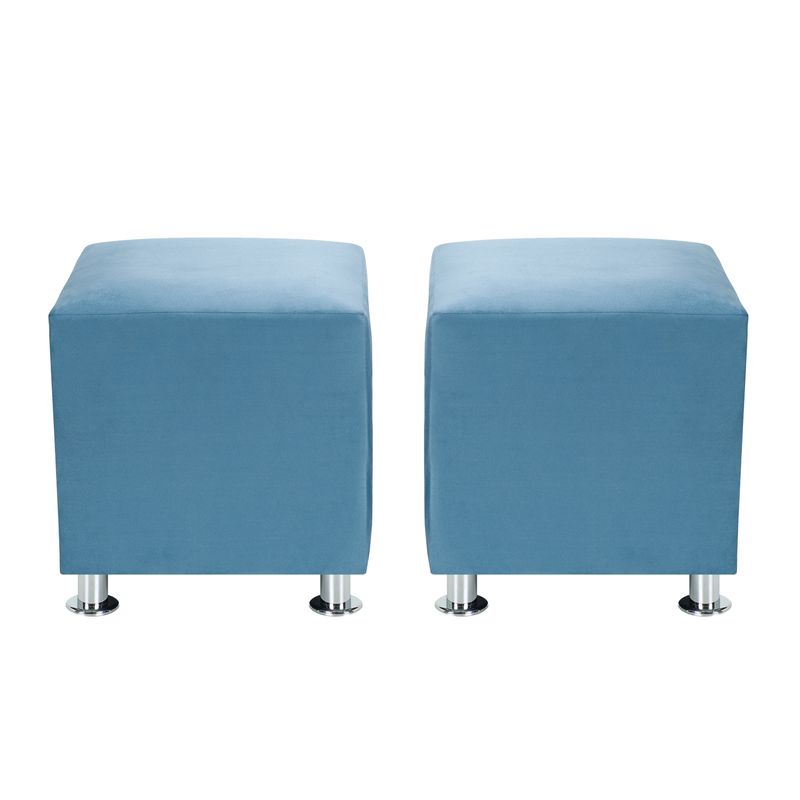 BODEVIR - Set Pouf Cali 1C Felpa 12 Azul Petroleo