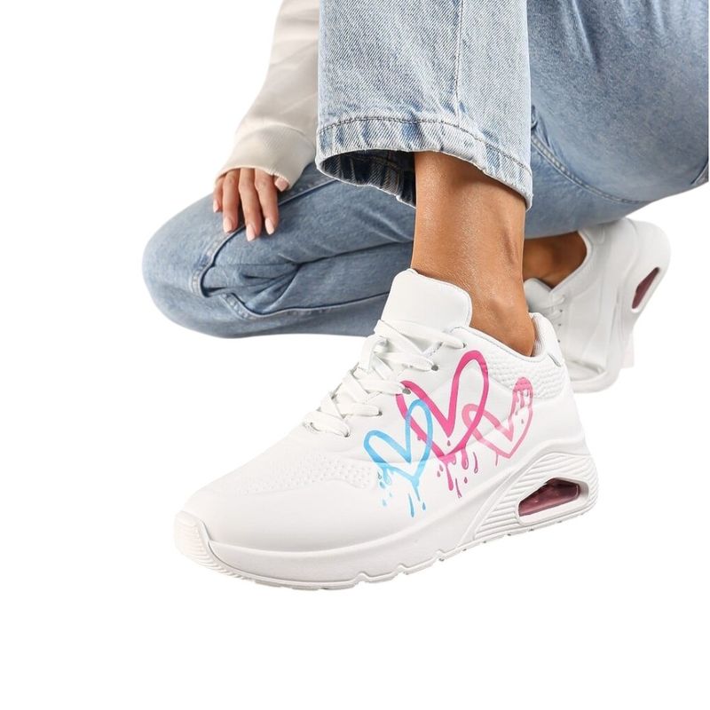 HERIEL - Zapatilla Blanca Plataforma Mujer.