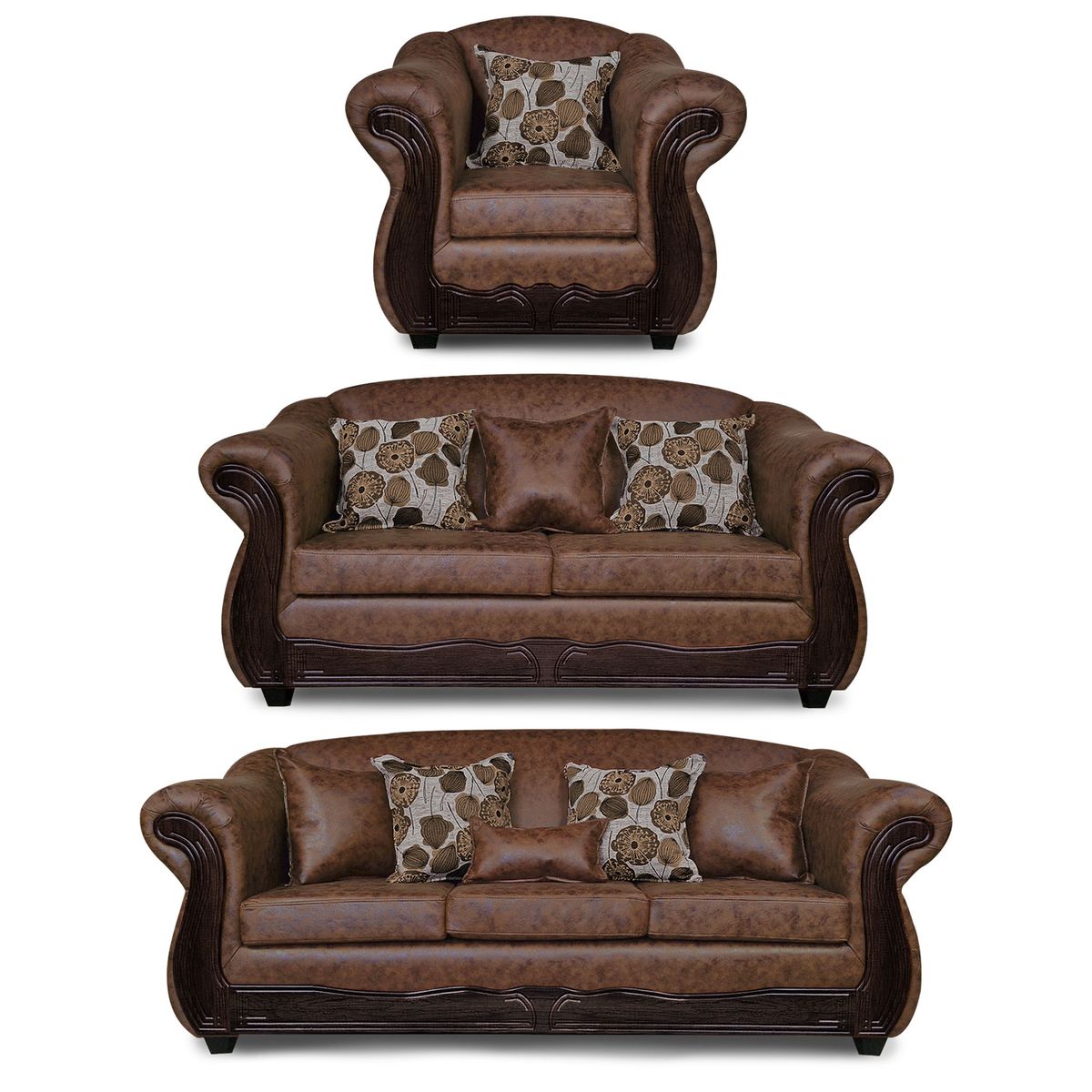 ADONIS LEUDH - Living 3+2+1 Estambul Envejecido Extra Grande Café Claro