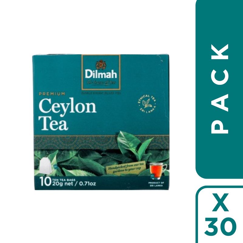 DILMAH - Pack 30 un. Te Negro Ceylon Pure Dilmah 10 bolsitas c/u