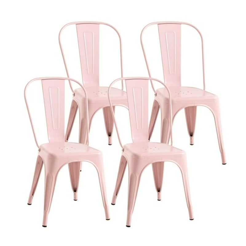 GENERICO - Pack 4 Silla tolix metálico para comedor - Rosado