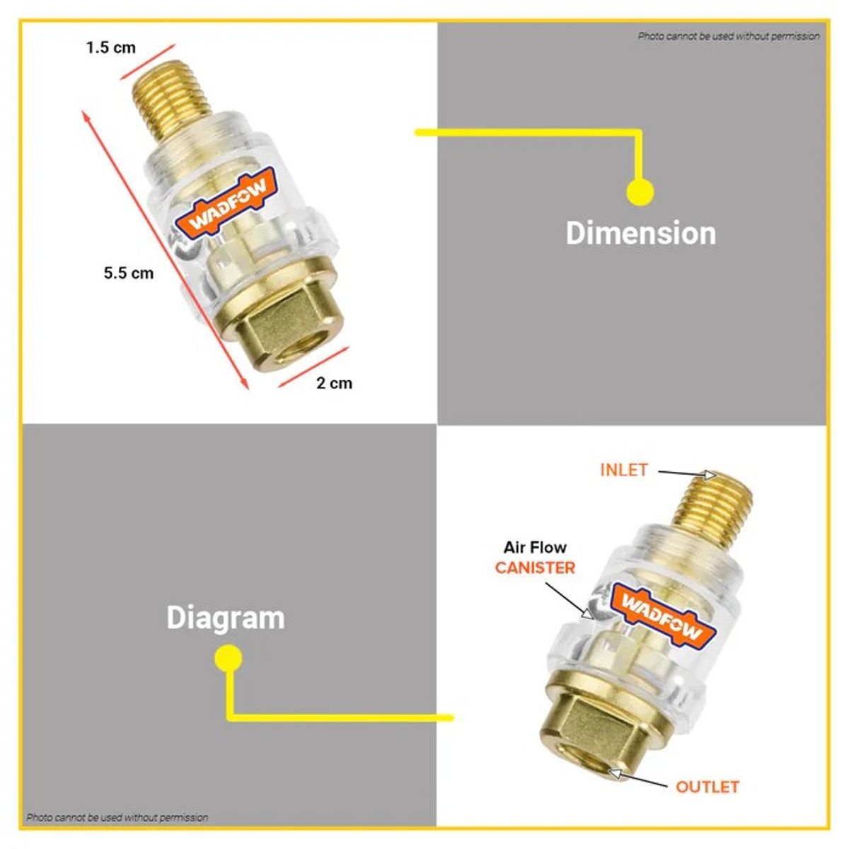 WADFOW - Lubricador Herramientas Neumaticas 10 Cc 1/4 Pulgadas Wadfow