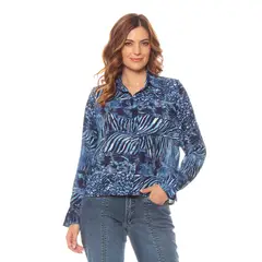 WADOS - BLUSA MANGA LARGA ESTAMPADA ABOTONADA CUELLO CAMISERO