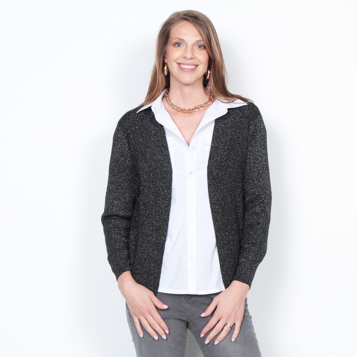 WADOS - CHALECO MANGA LARGA CON LUREX