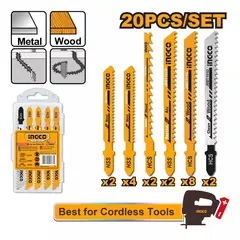 INGCO - Set 20 Hojas Par Sierra Caladora Madera Metal Aluminio