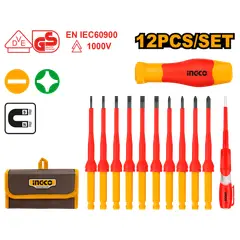INGCO - Juego 12 Pcs Destornilladores Aislados Intercambiable