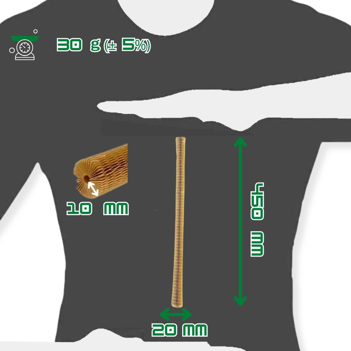 180 COMPOSTABLE - Funda Acolchada de Papel Kraft 450mmx10 Embalaje de Botella