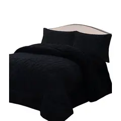 GENERICO - CUBRECAMA CHIPORRO DE INVIERNO DISEÑO TRENZADO 2 PLAZAS NEGRO.