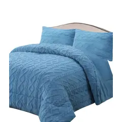 GENERICO - CUBRECAMA CHIPORRO DE INVIERNO DISEÑO TRENZADO KING AZUL.